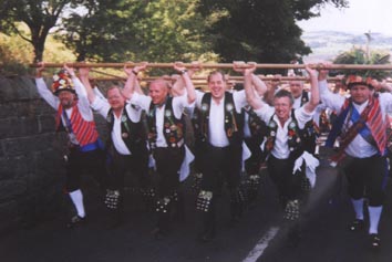 The Anstey lads in good humour despite pulling a cart for miles & miles up and down hill.