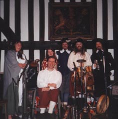 The Bang On The Wall Band at the Guildhall in Leicester. From left to right, front row: Rose and Martin, back row: Ruth, John, Phil and Pete.